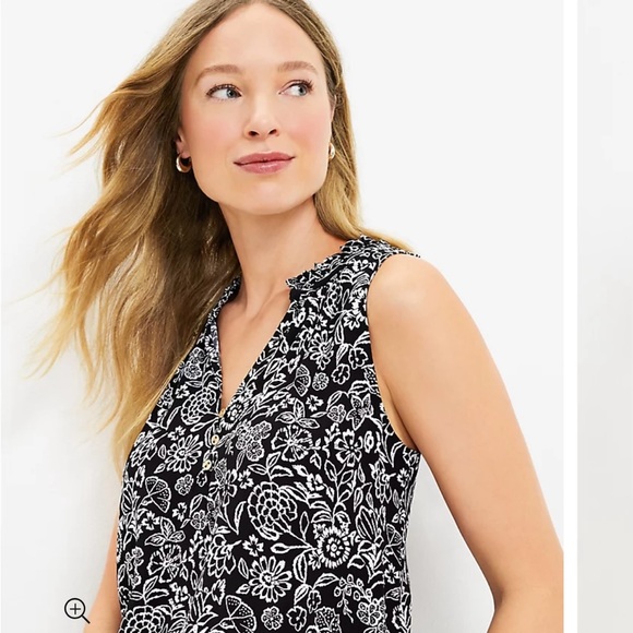 LOFT Ruffle Neck Shell - Picture 1 of 13